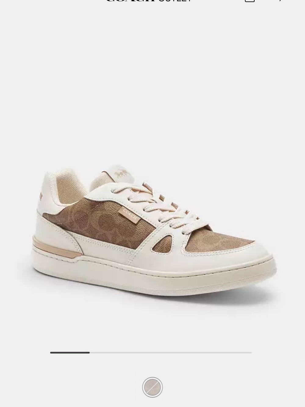 Clip Court Low Top Sneaker In Signature Canvas Brown and Cream